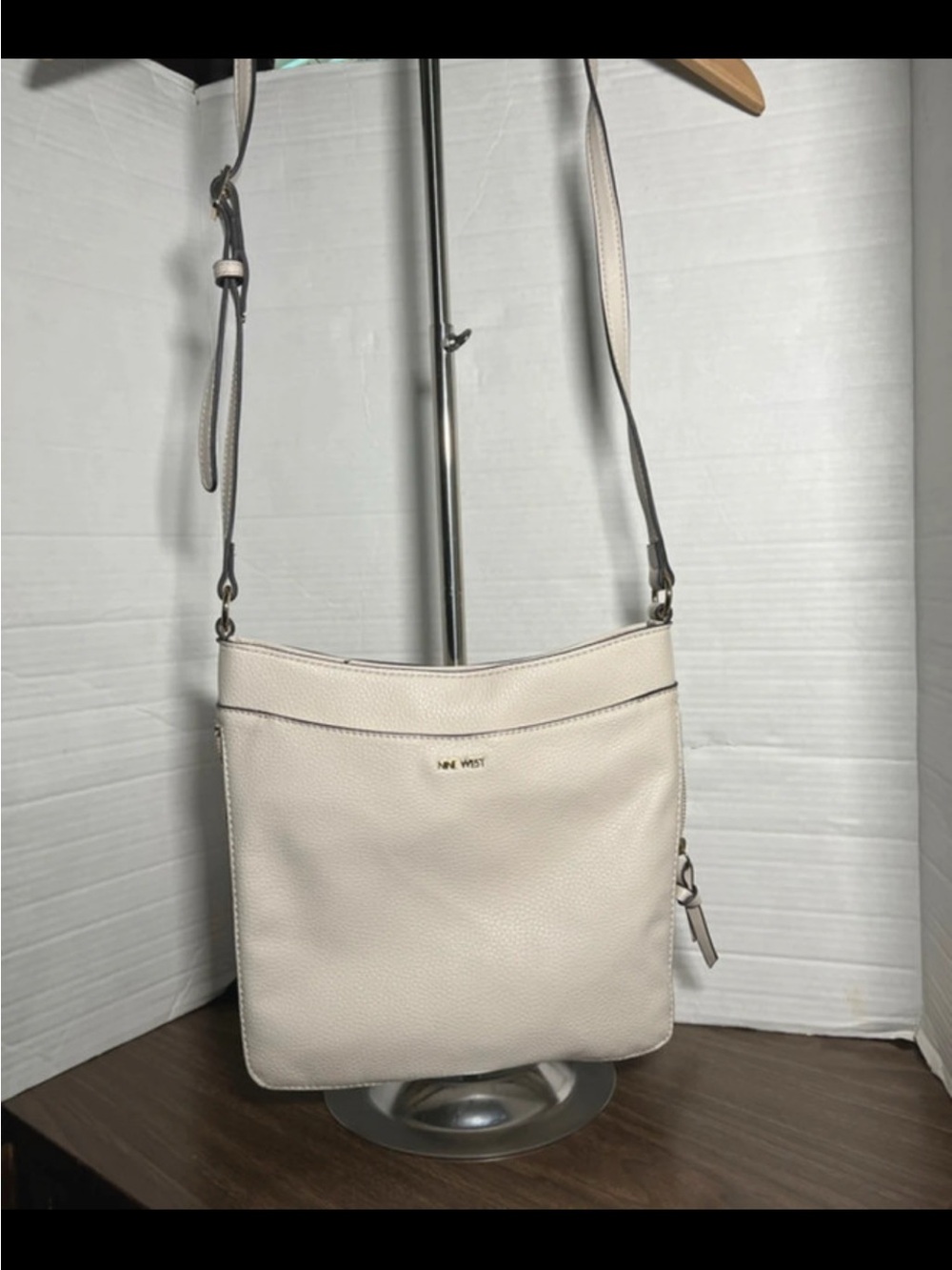 Nine West  cream  Pebbled Leather Crossbody Bag